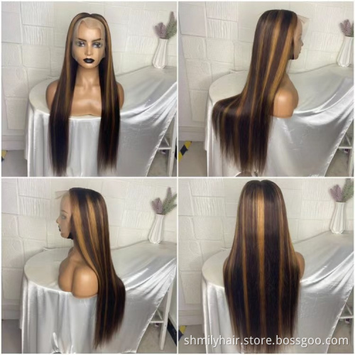 Wholesale Wigs 100% Human Hair Vendor Brazilian Highlight Lace Front Wigs Cuticle Aligned Virgin Human Hair Wigs For Black Women